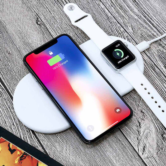 Compatible with Apple, 2 In 1 QI Wireless Charging Dock For Iphone, Watch & Android